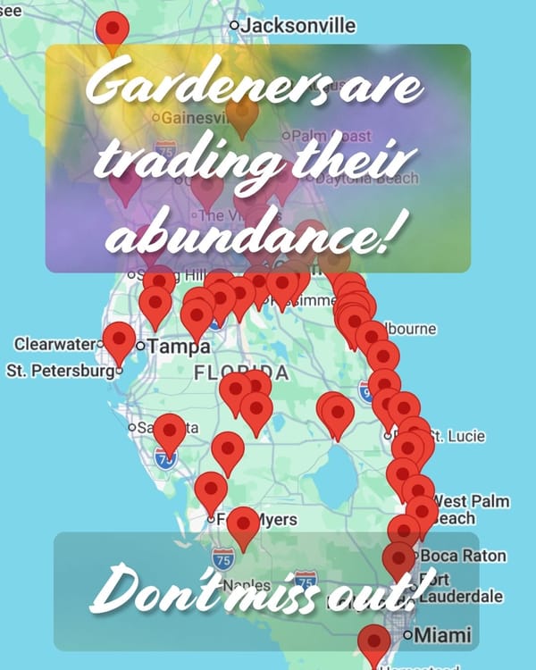 A map of Florida, with red location pins indicating a farmstand.